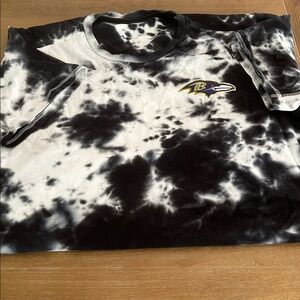 Black and White Tie-Dye Baltimore RAVENs T-Shirt Men's Large